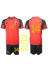 Belgia Dries Mertens #14 Jalkapallovaatteet Lasten Kotipeliasu MM-kisat 2022 Lyhythihainen (+ Lyhyet housut)
